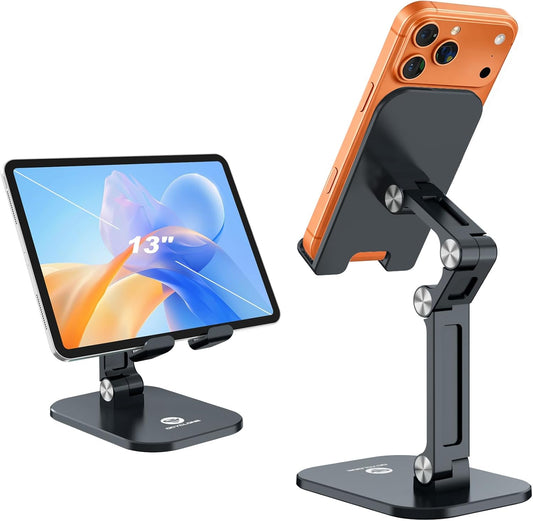 OCYCLONE Phone Stand for Desk, Foldable Cell Phone Stand Holder, Black