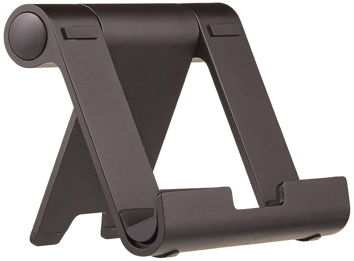 Amazon Basics Multi-Angle Portable Foldable Stand for Tablets, E-Readers and Phones, Non-Slip Desktop Holder for iPads, iPhones, Kindles, Hands-Free Viewing - Silver