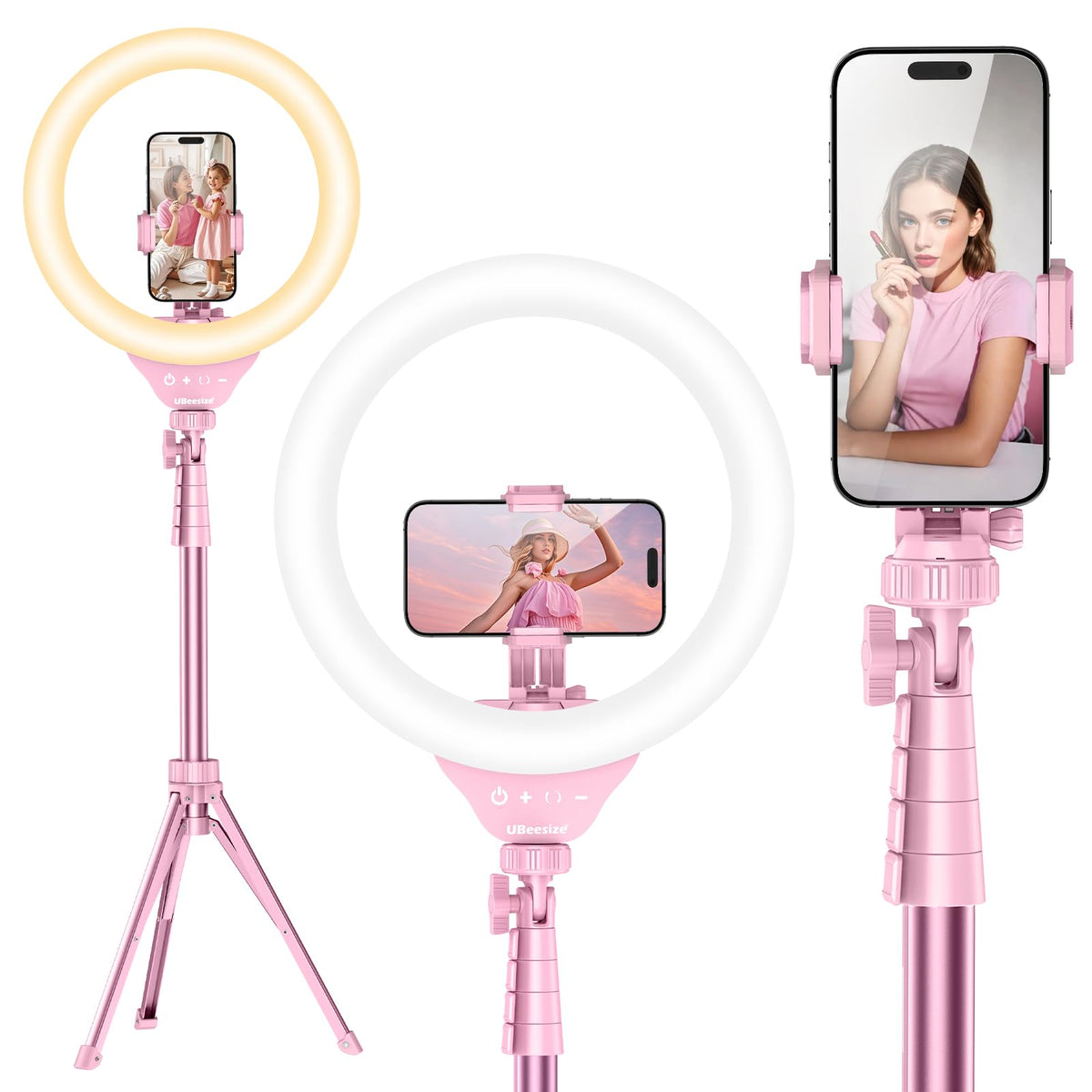UBeesize 12" LED Ring Light with 62" Tripod Stand, Phone Holder & Remote