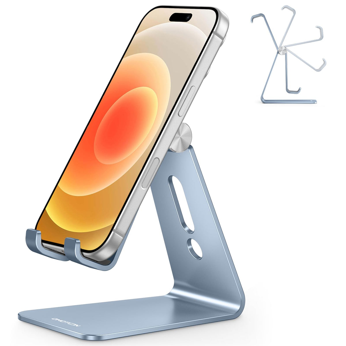 OMOTON C2 Adjustable Aluminum Cell Phone Stand with Charging Cutout, Black