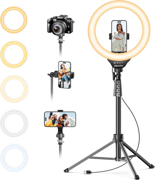 UBeesize 12" LED Ring Light with 62" Tripod Stand, Phone Holder & Remote