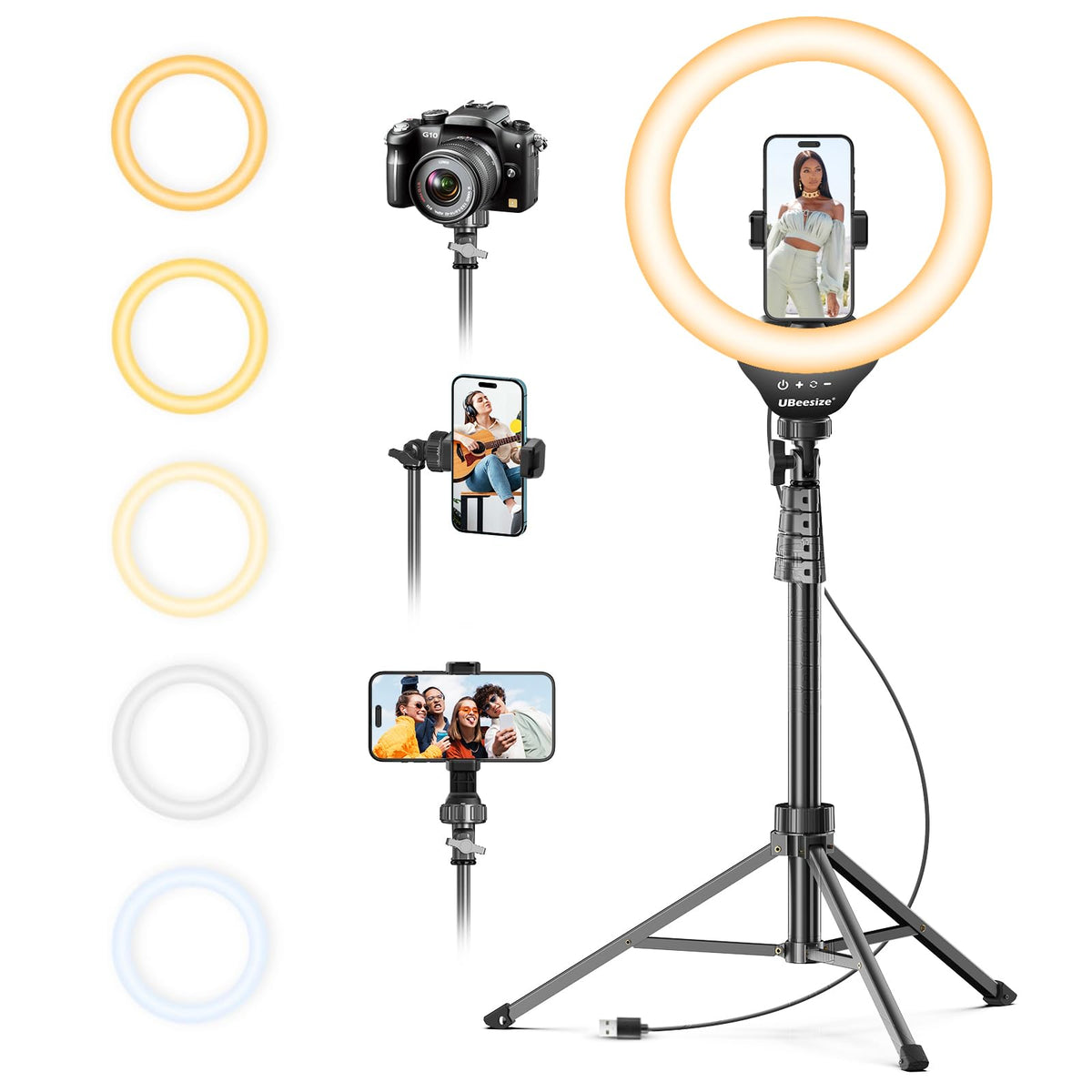 UBeesize 12" LED Ring Light with 62" Tripod Stand, Phone Holder & Remote