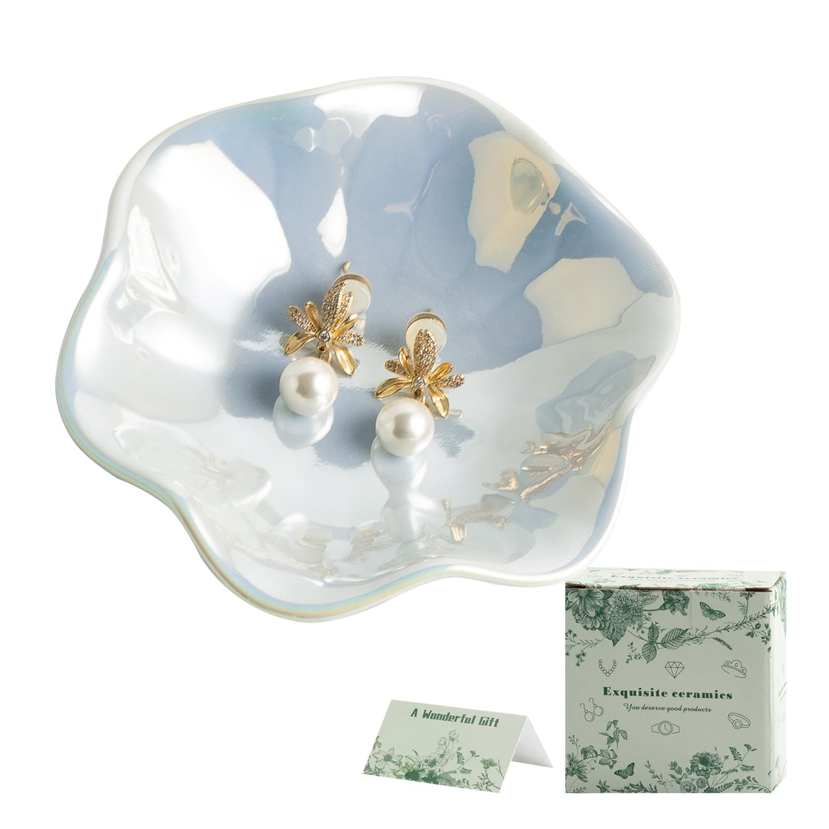 BEUNAIZER Jewelry Dish Tray, Ring Dish, Ceramic Trinket Tray, Key Bowl