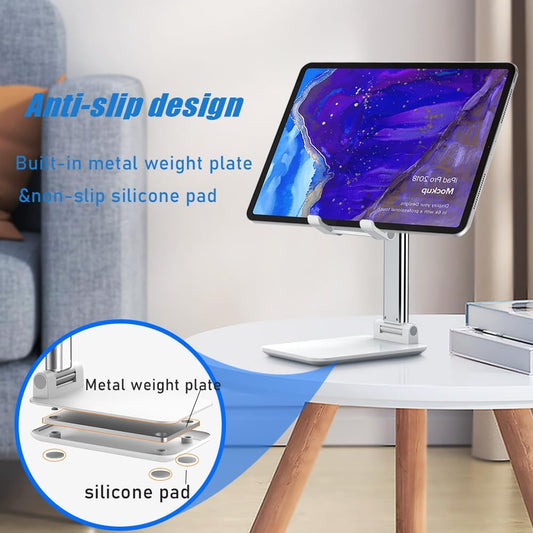 Phone Stand for Desk, Cell Phone Holder Cute Smart Cellphone Stand Foldable Stands Compatible with Under 8" Devices, Office Accessories, Pink