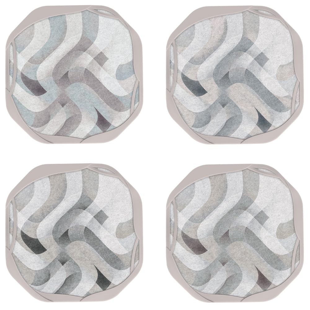 UMIRRO Absorbent Felt & Silicone Drink Cup Coasters Set of 6 with Holder