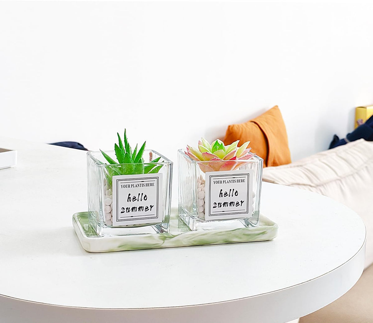 6.4" Porcelain Small Bathroom Narrow Mini Tray - Green