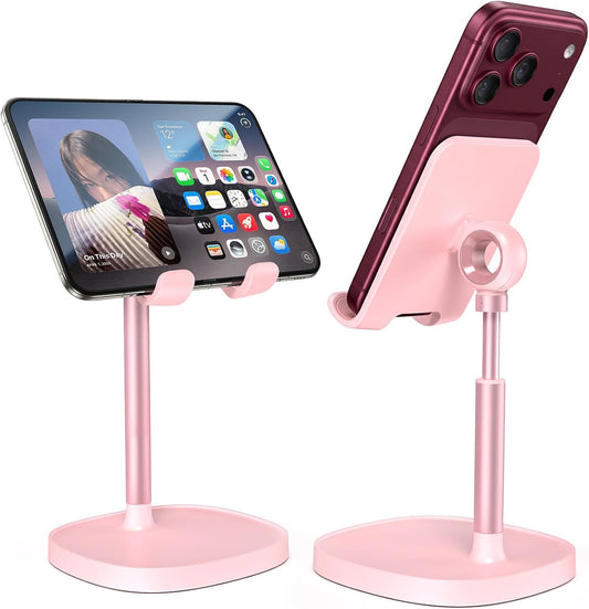 LISEN Cell Phone Stand iPhone Holder for Desk, Pink Gifts for Women Girls