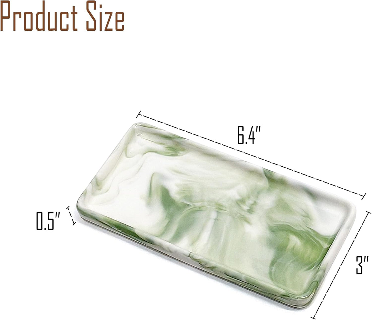 6.4" Porcelain Small Bathroom Narrow Mini Tray - Green