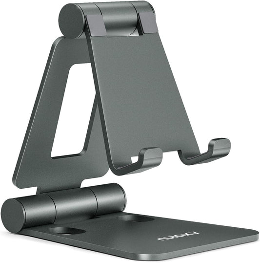 Nulaxy Full Aluminum Dual Folding Cell Phone Stand for Desk, Gray