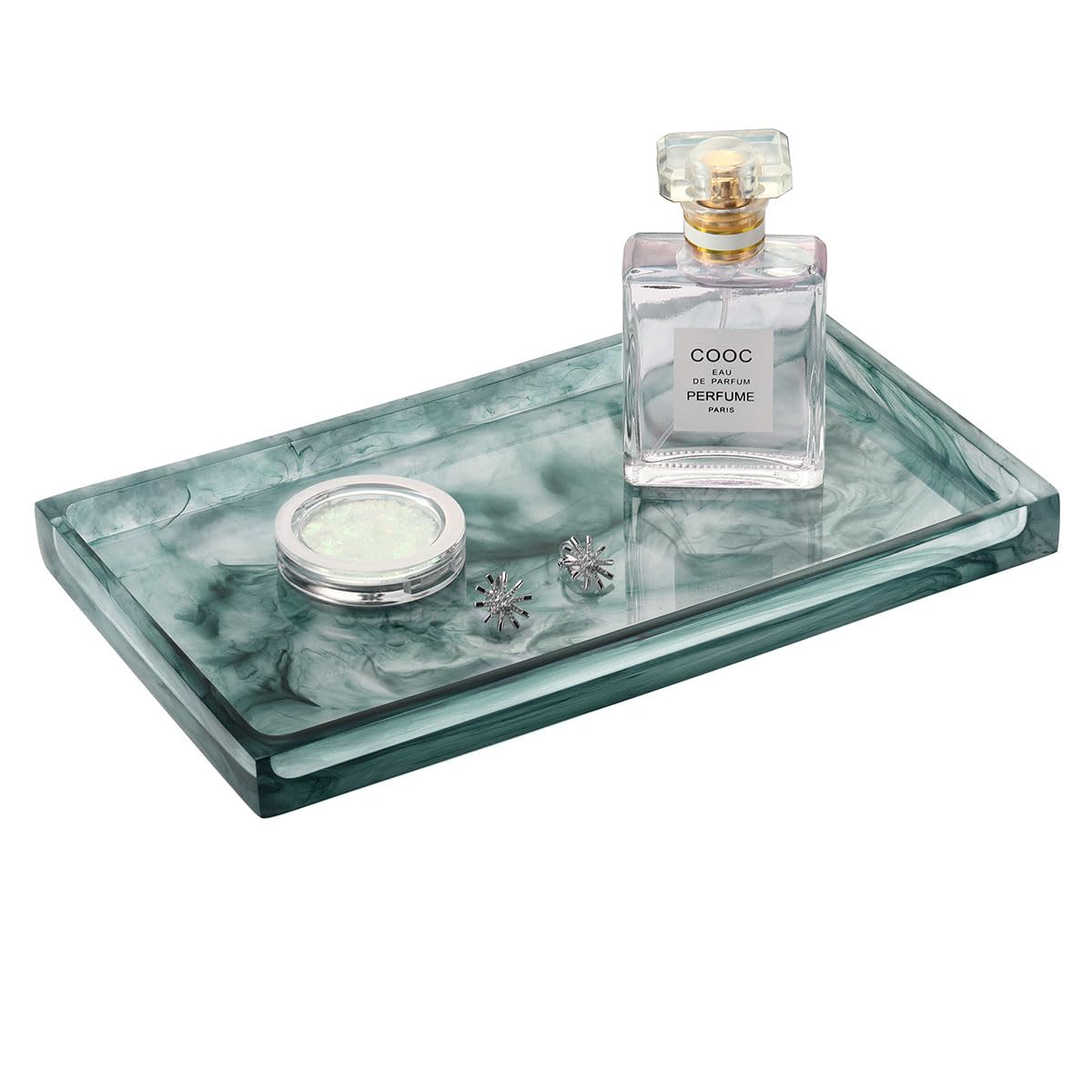Emibele Bathroom Vanity Tray Countertop, 8" Rectangular Marble Resin Tray