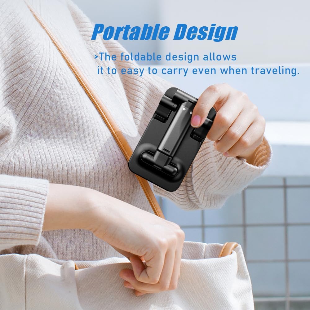 Phone Stand for Desk, Cell Phone Holder Cute Smart Cellphone Stand Foldable Stands Compatible with Under 8" Devices, Office Accessories, Pink
