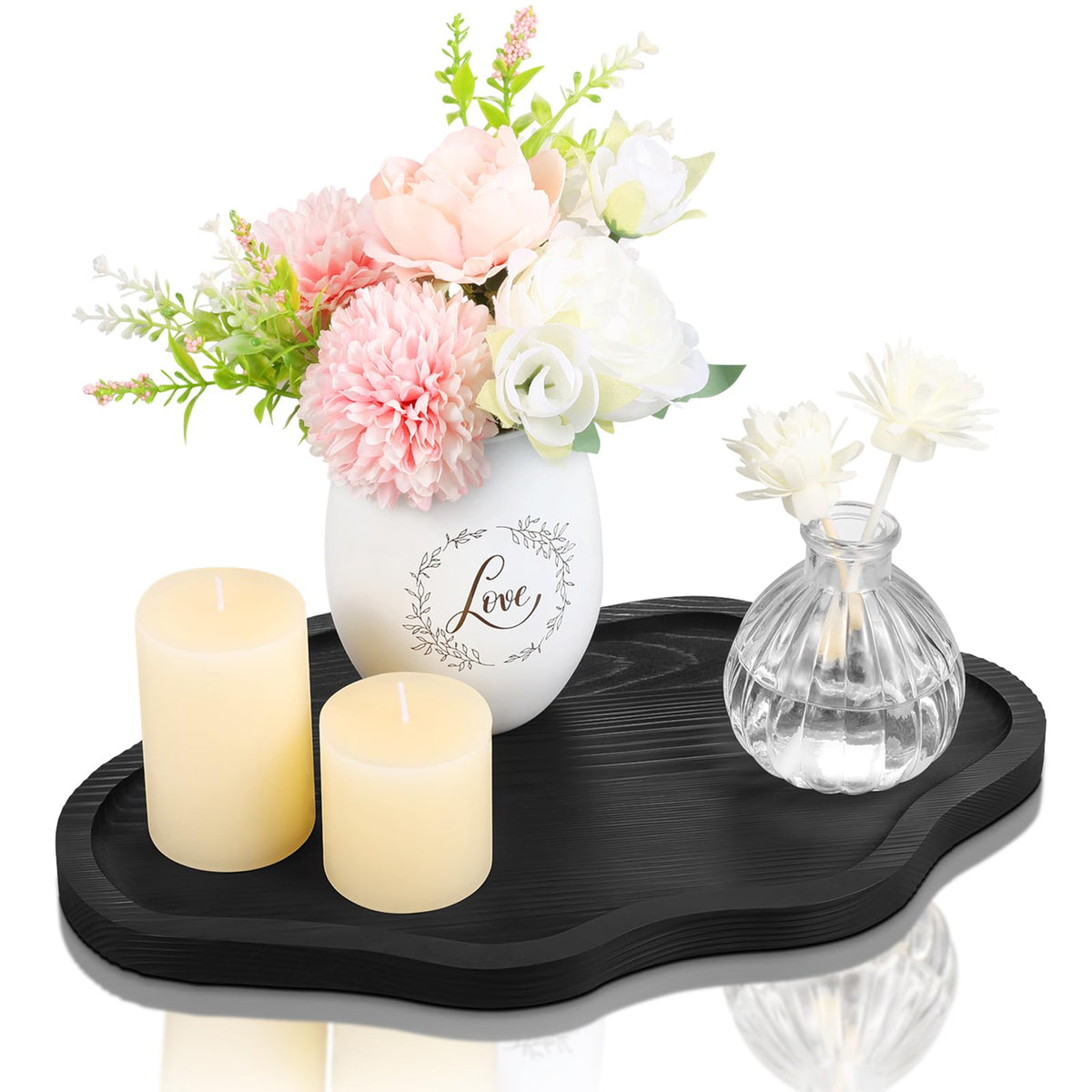 Small Decorative Tray Wood Decorative Serving Tray for Candles Perfume, Cloud Wooden Jewelry Tray Trinket Dish, Wooden Trays for Coffee Table Home Decor