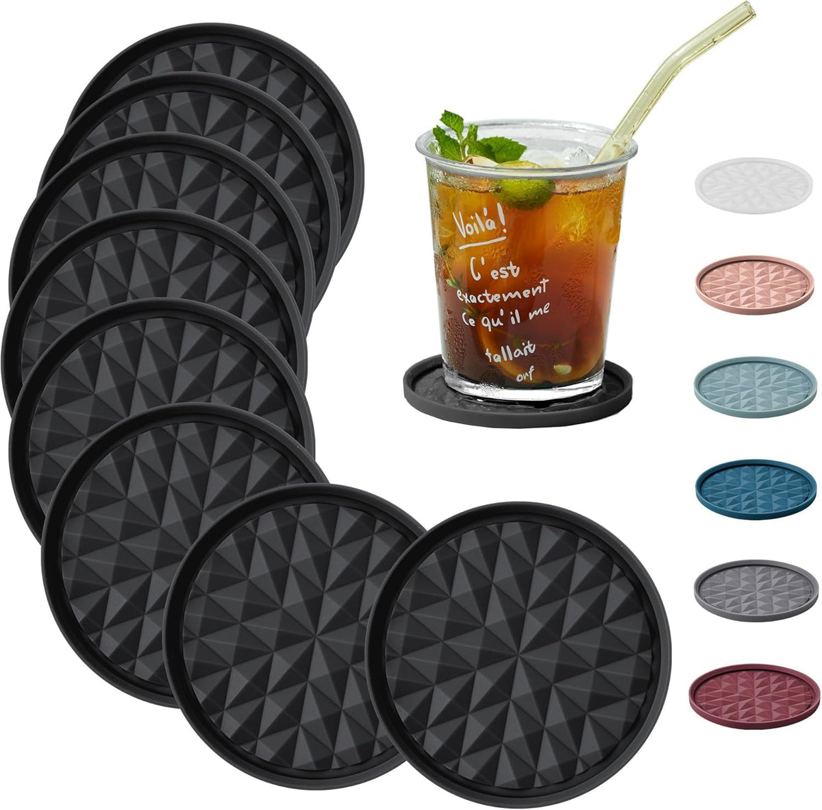 Silicone Drink Coasters Set of 4, Coaster for Desk