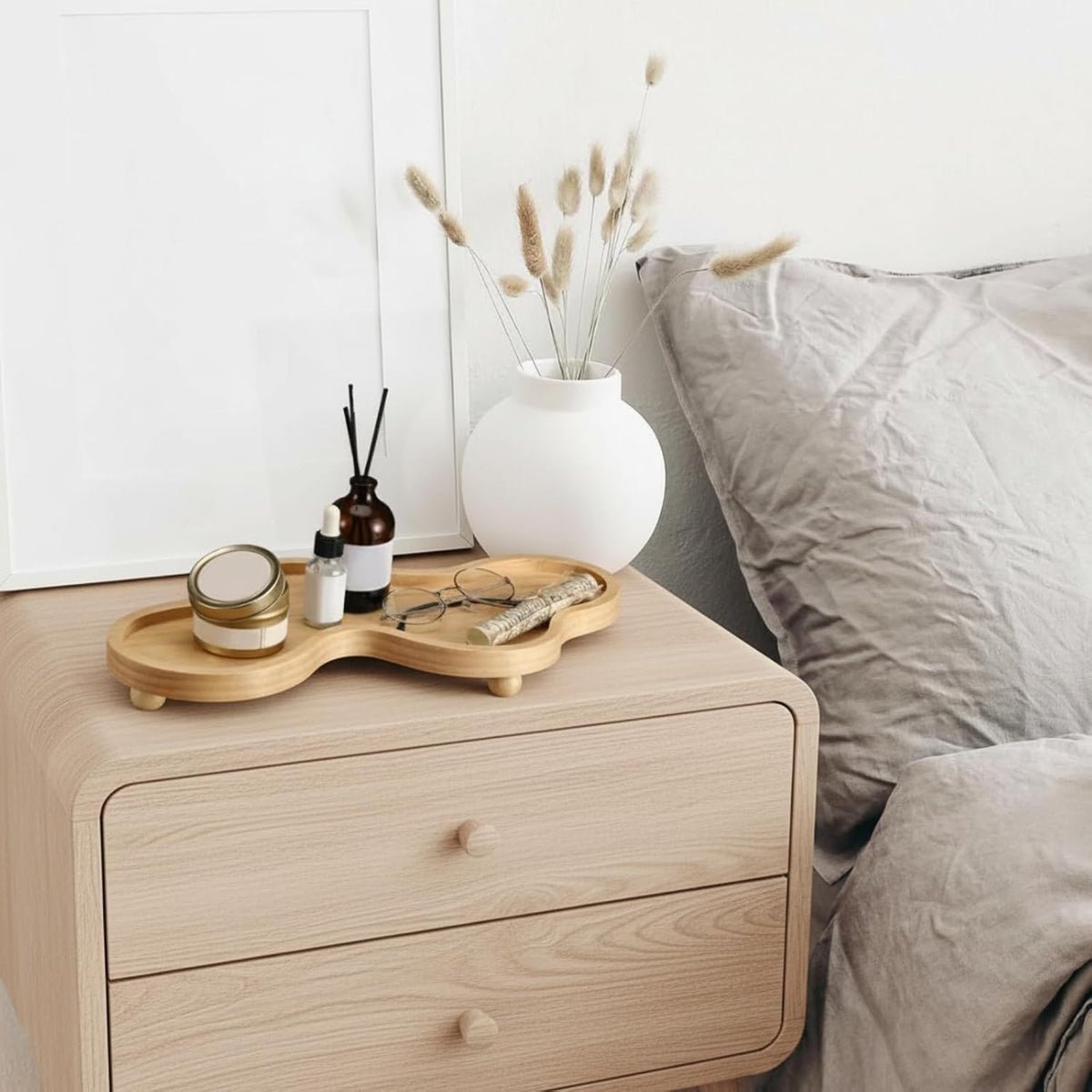 Uiifan Wood Cloud Perfume Decorative Tray Bedside Jewelry Tray,Wood Color