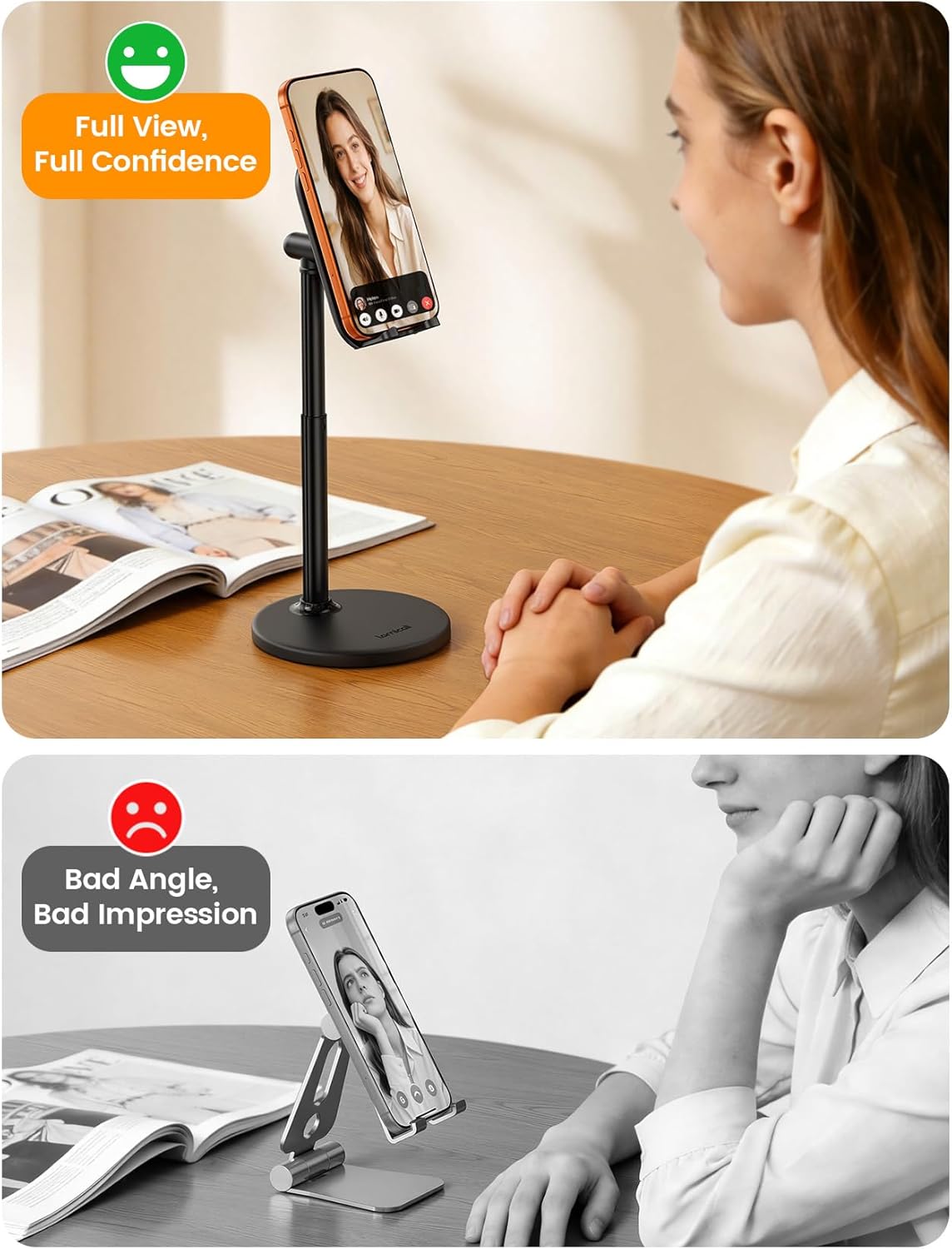 Lamicall Cell Phone Stand for Desk - [Height Angle] Adjustable Phone Holder