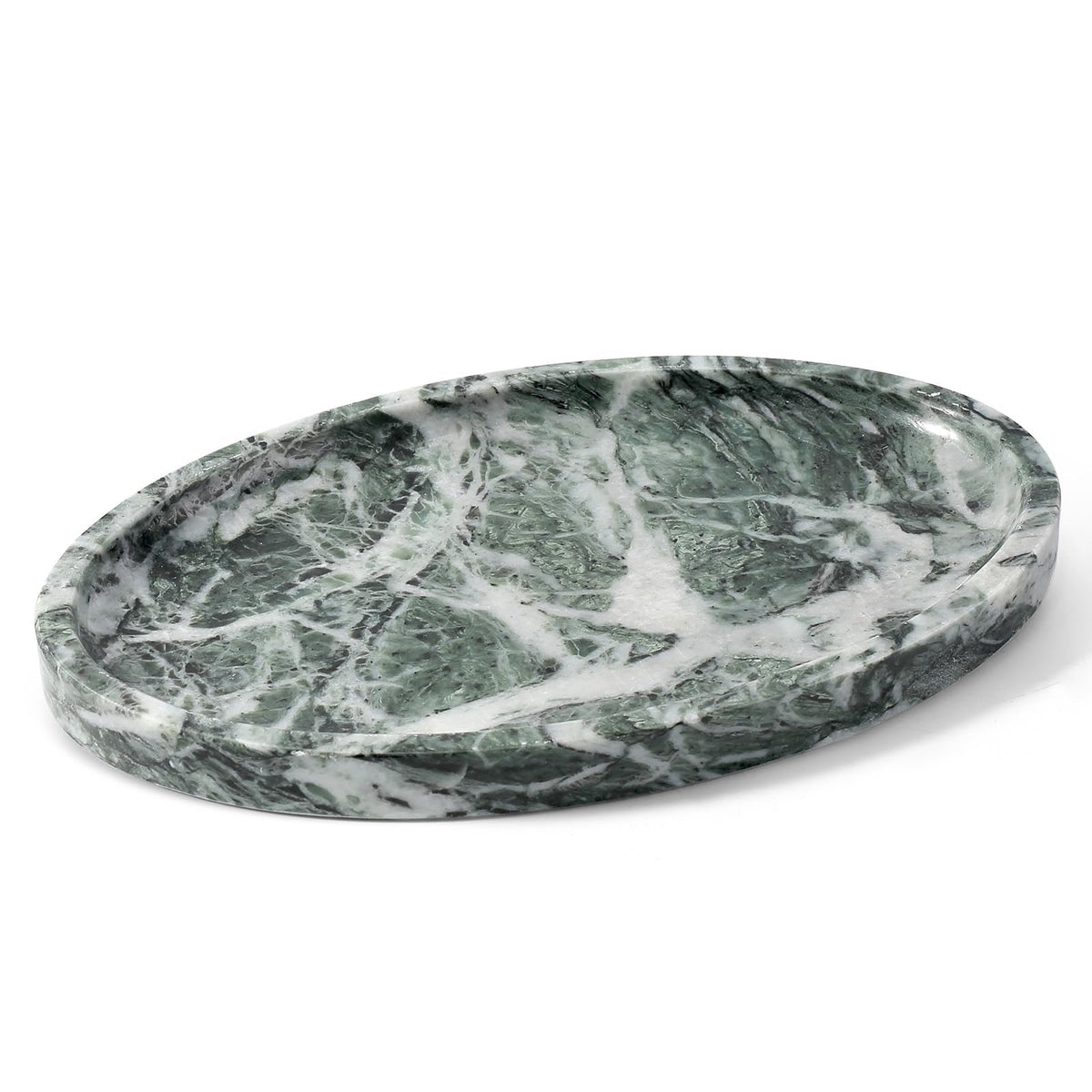 Koville Carrara Marble Tray, Oval Vanity Decorative Marble Tray for Home, Countertop Organizer, Catchall Tray for Perfume, Candles, Jewelry