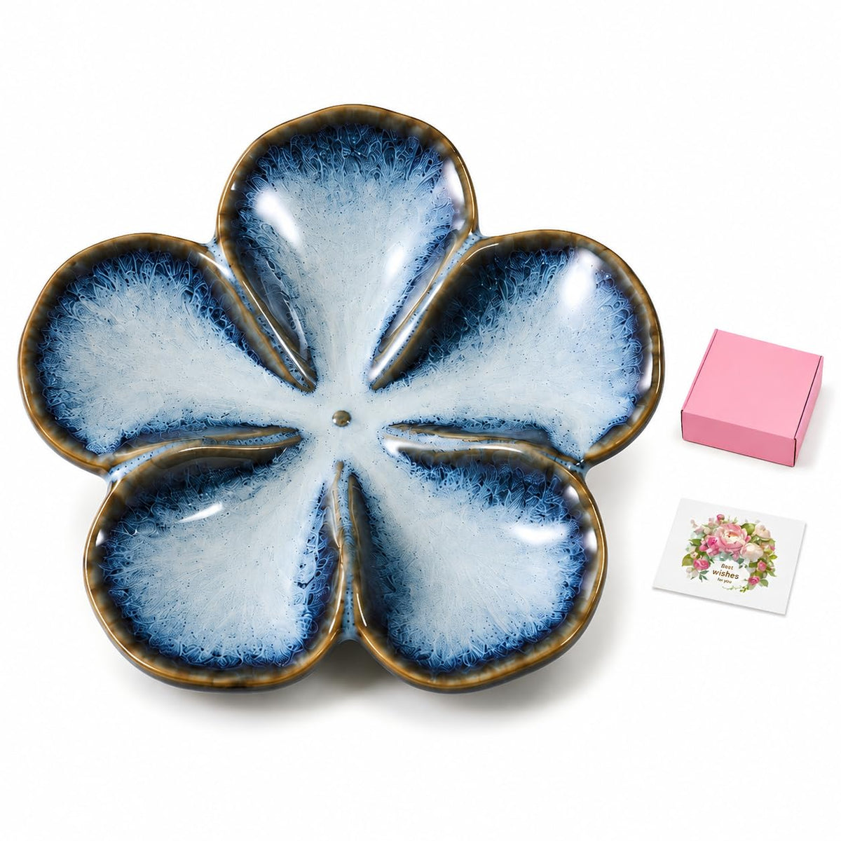 Ceramic Flower Jewelry Ring Trinket Dish Tray, Gifts for Women, White