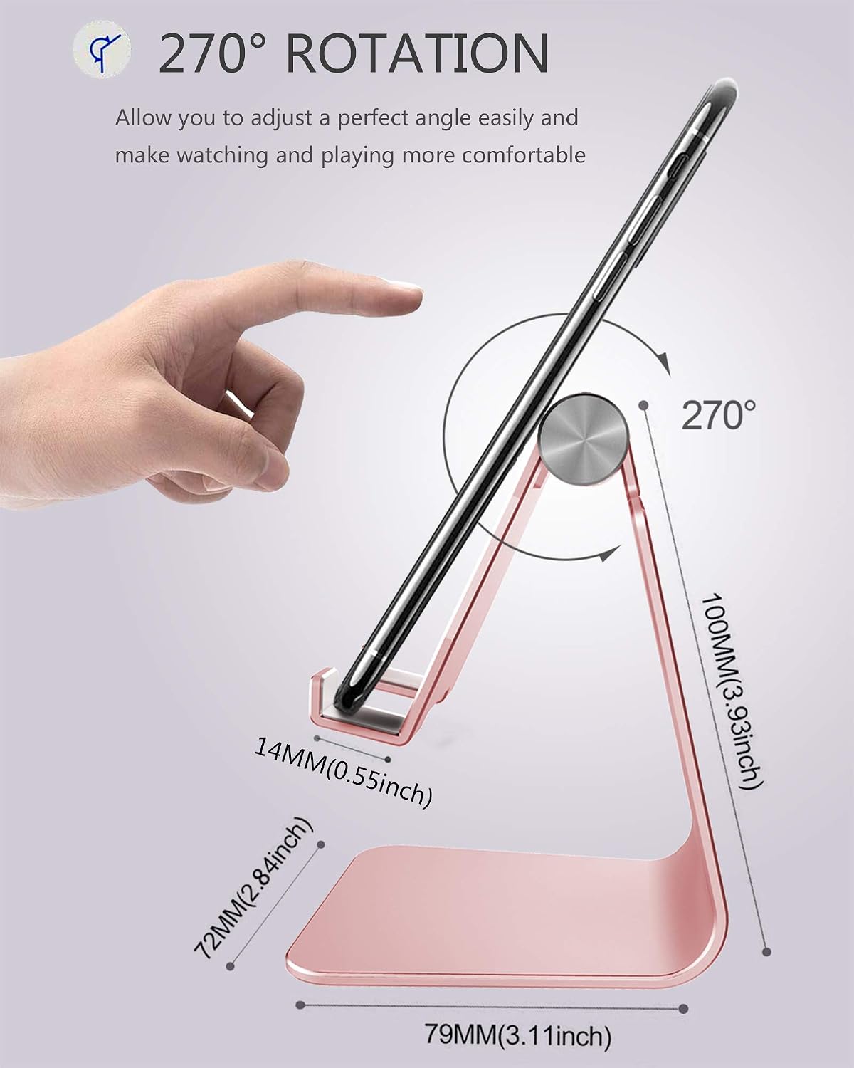 CreaDream Aluminum Cell Phone Stand, Adjustable Phone Holder for Desk