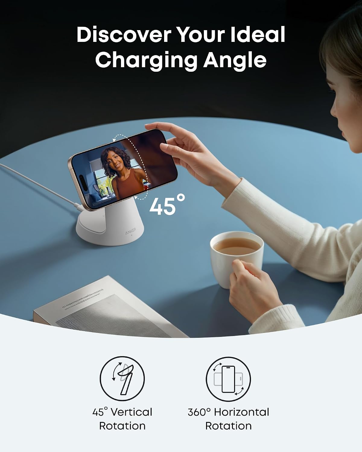 Anker MagSafe Charger Compatible, MagGo 3-in-1 Qi2 15W Charging Station