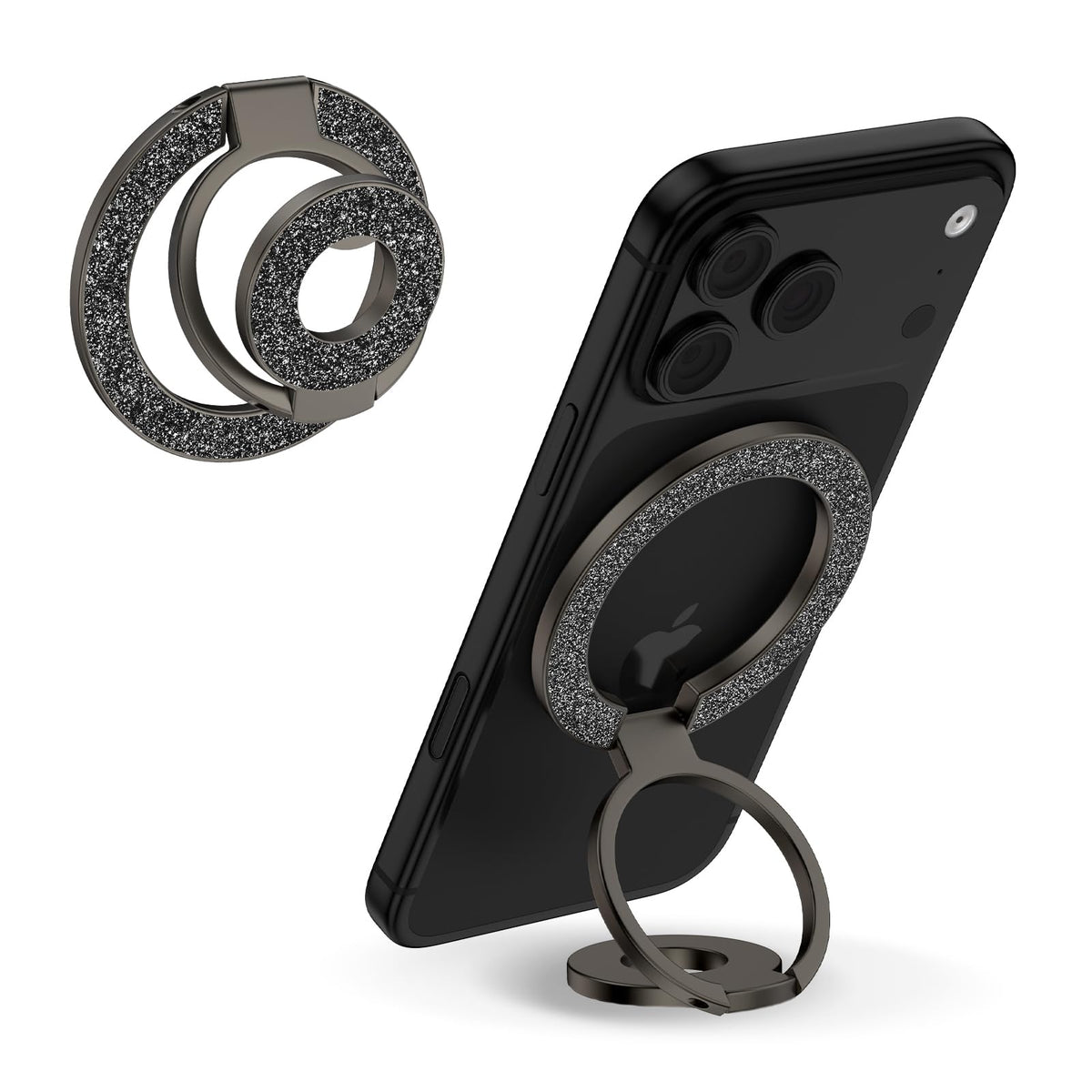 Magnetic Finger Phone Grip Holder Dual-Sided Magnet Gym Finger Ring Loop Adjustable MagSafe Finger Ring for iPhone 17 Pro Max Air 16e 16 15 14 13 12 Pro Max,Samsung,Phone Stand for Magnetic Car Mount