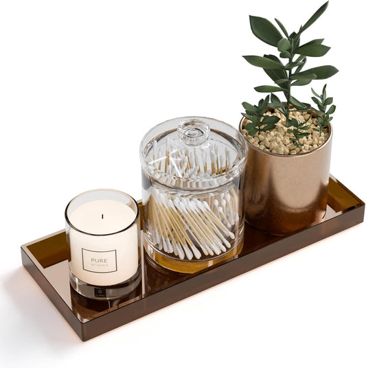 ATZYmolin 11" x 4.3" Bathroom Vanity Acrylic Tray, Small Amber