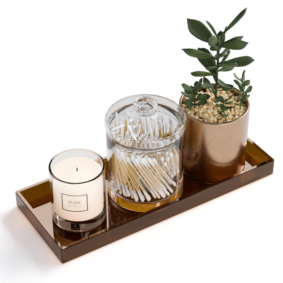 ATZYmolin 11" x 4.3" Bathroom Vanity Acrylic Tray, Small Amber