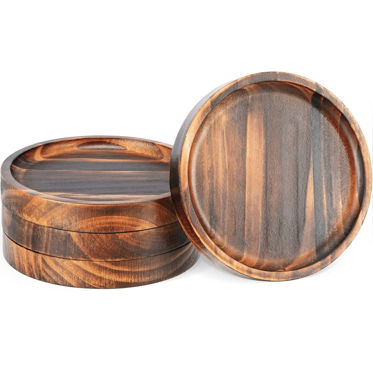 Set of 4 Wooden Coasters for Drink Absorbent-Acacia Wood Drink Coasters Set
