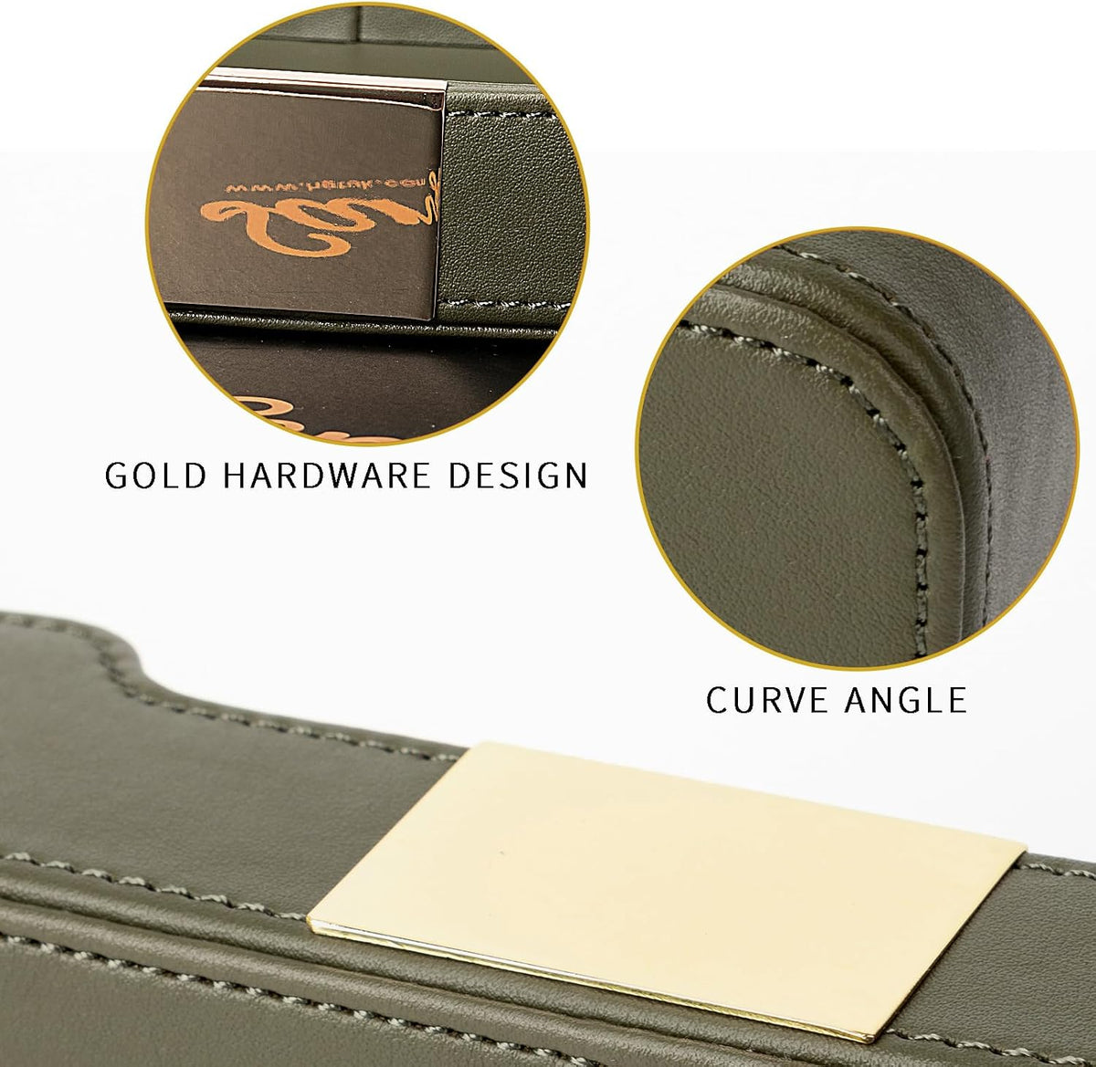 SANZIE Luxury Leather Tray Organizer, Valet Tray Key Bowl (Khaki Green)