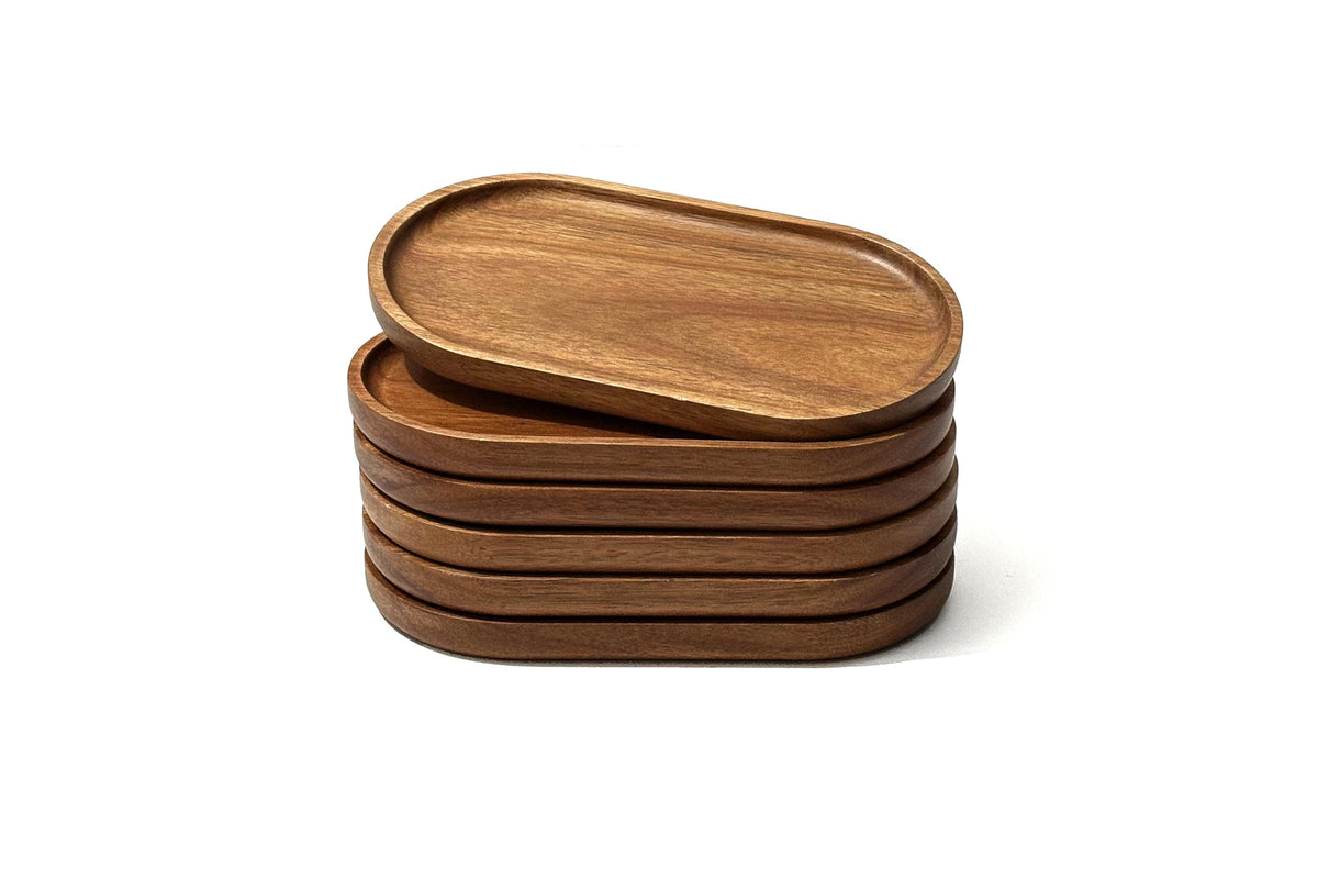 Small Wooden Tray (7.5 x 4.1 inch), Oval Mini Serving Tray