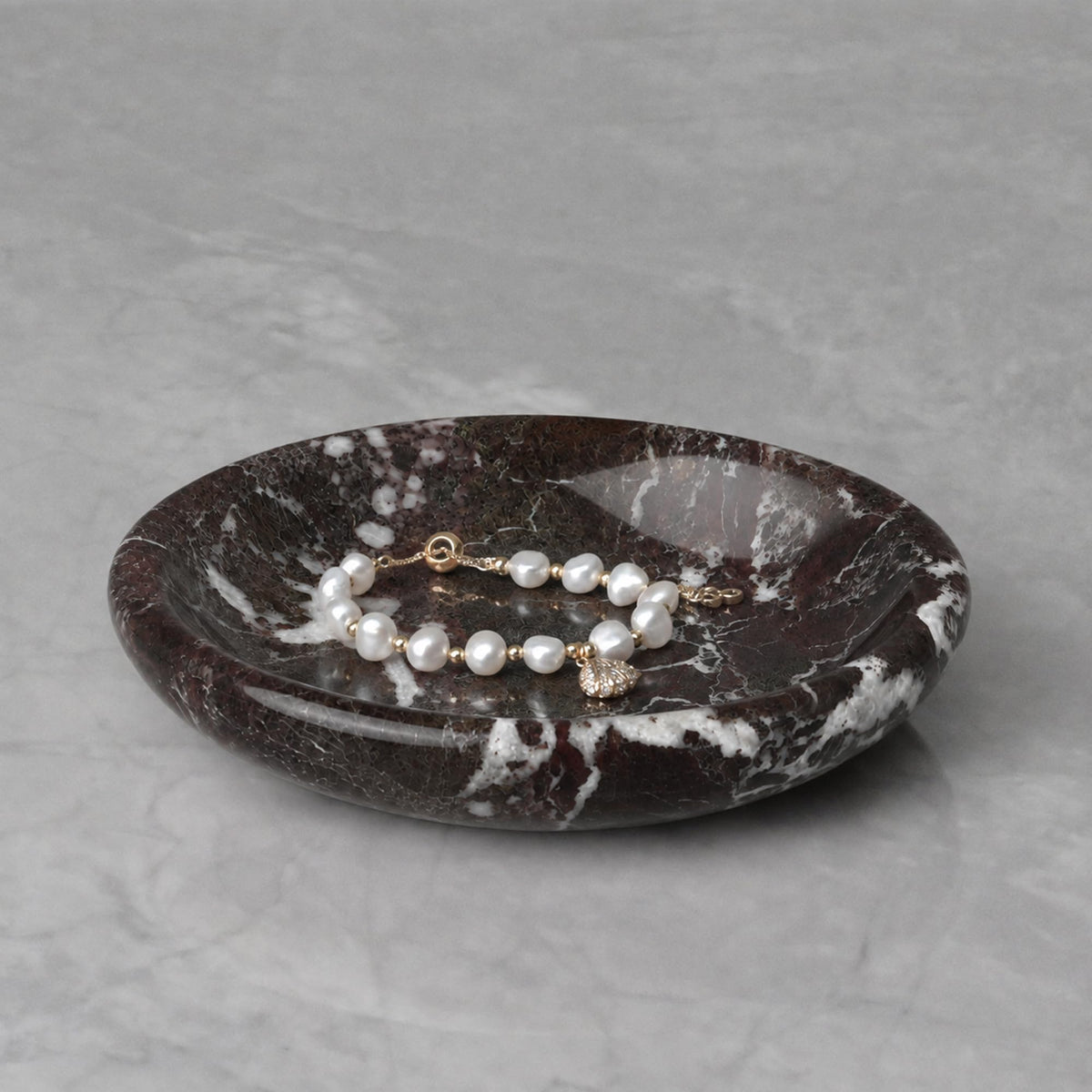 ZSHAWN Natural Marble Ring Dish Jewelry Tray – 5.5" Trinket Dish