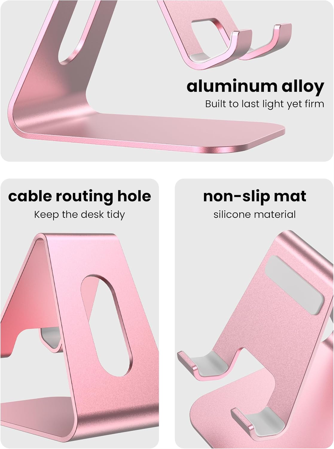 2Pack Phone Stand, Simple Cellphone Holder for Desk, Desk Phone Stand,Pink