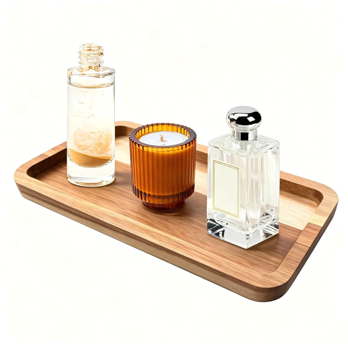Bamboo Vanity Bathroom Tray for Counter, Bamboo Tray for Bathroom, Toilet Tank, Perfume 11.8L x 5.9W x 0.8H inch (Bamboo)