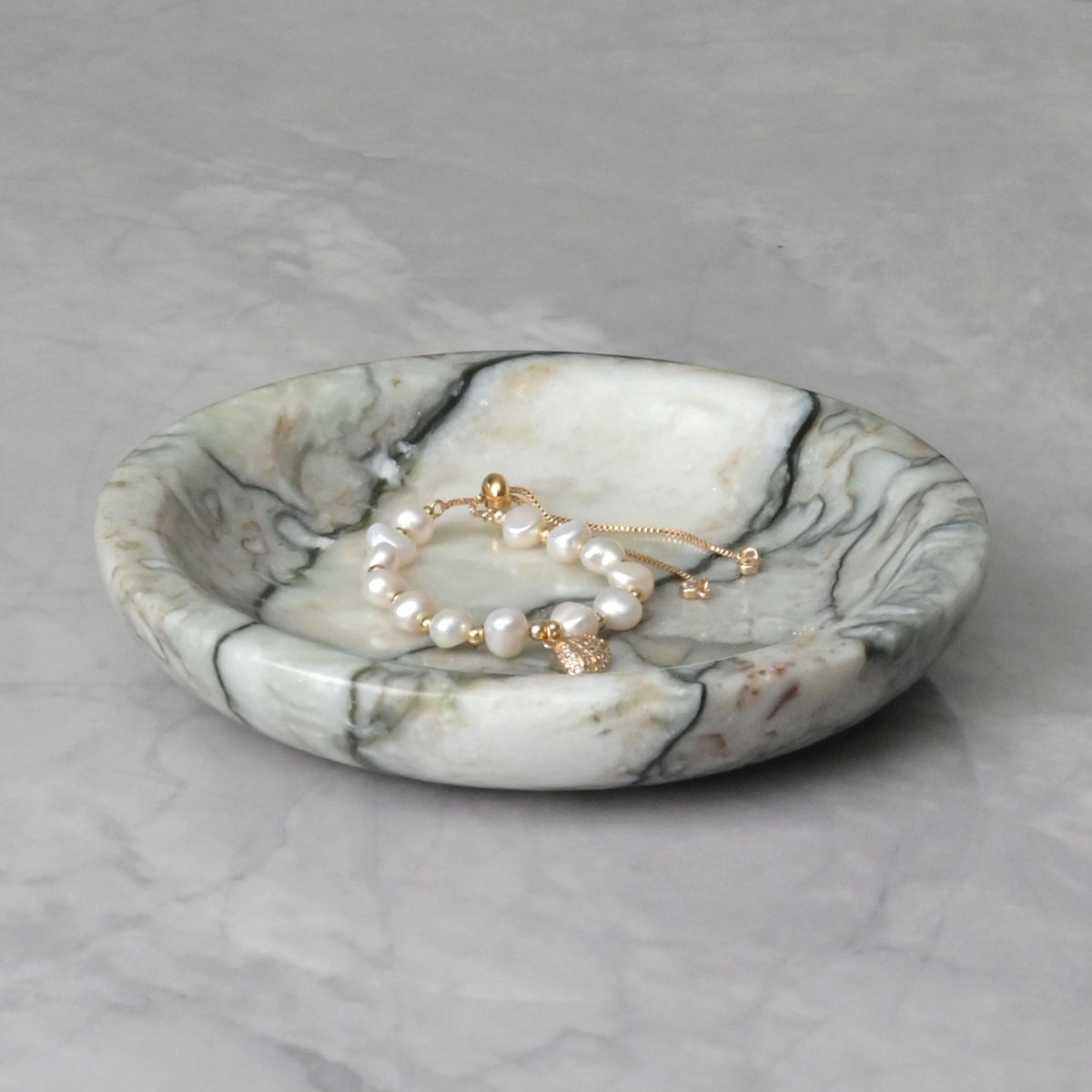 ZSHAWN Natural Marble Ring Dish Jewelry Tray – 5.5" Trinket Dish