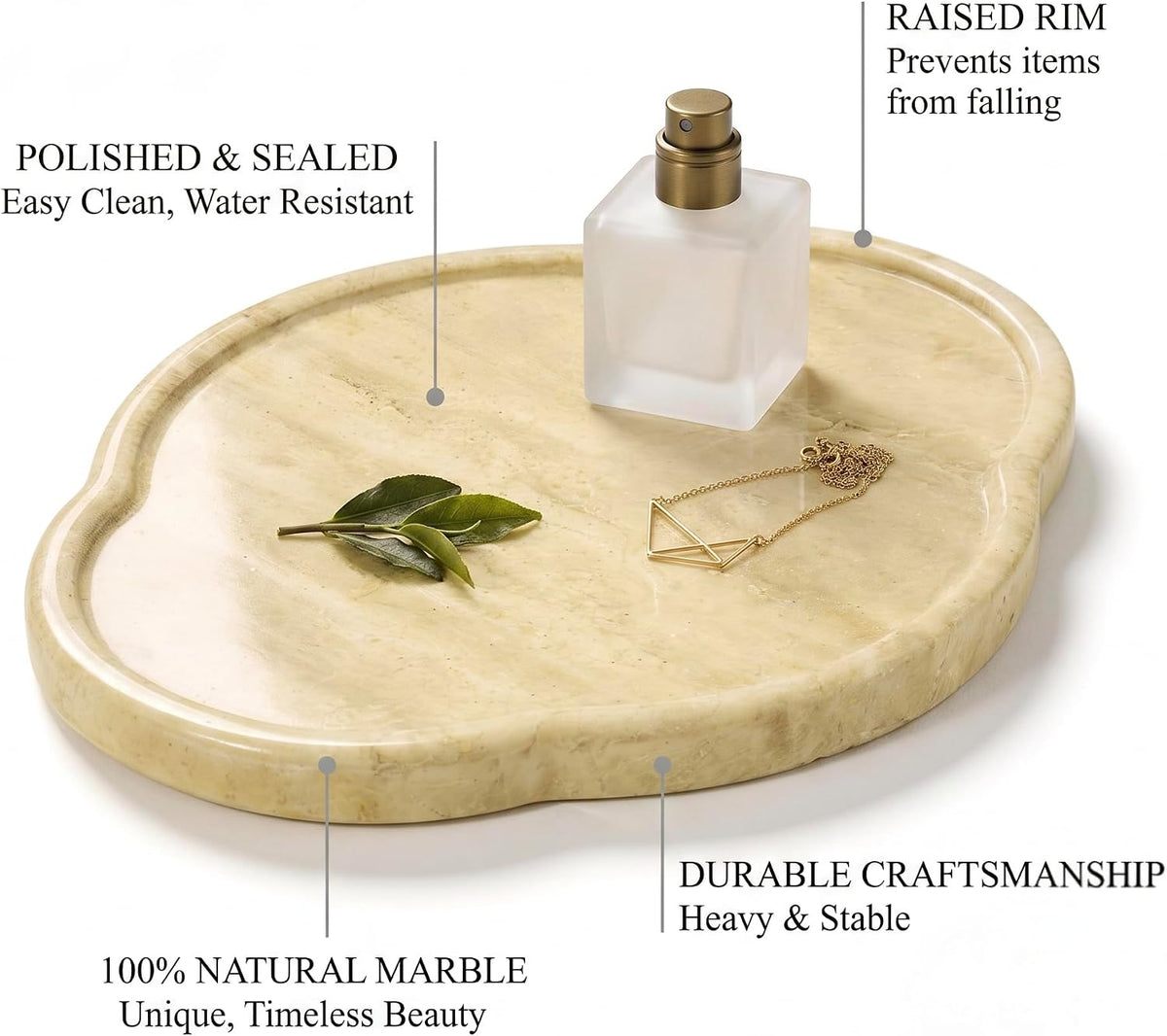 Natural Travertine Decorative Marble Tray - Petal Shaped