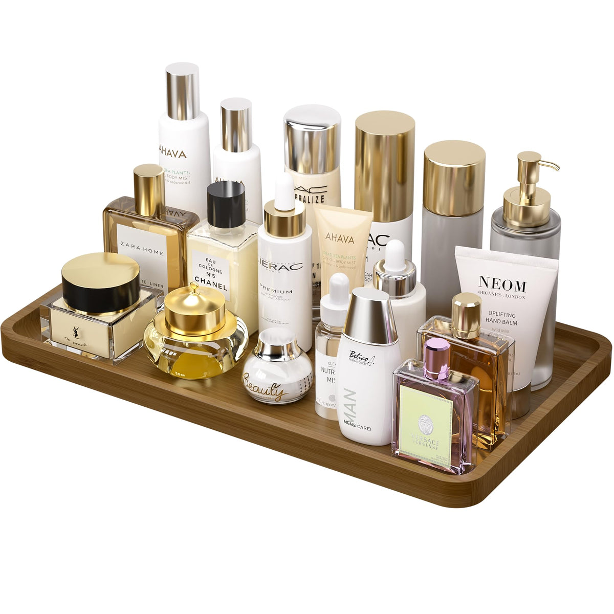Weenson Small Bathroom Vanity Tray for Countertop Makeup Perfume Jewelry Decor Candle Keys, Small Black Kitchen Tray for Soap Dispenser Spice Bamboo Toilet Tray 7.9" L x 4" W x 0.79" H