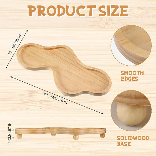 Uiifan Wood Cloud Perfume Decorative Tray Bedside Jewelry Tray,Wood Color