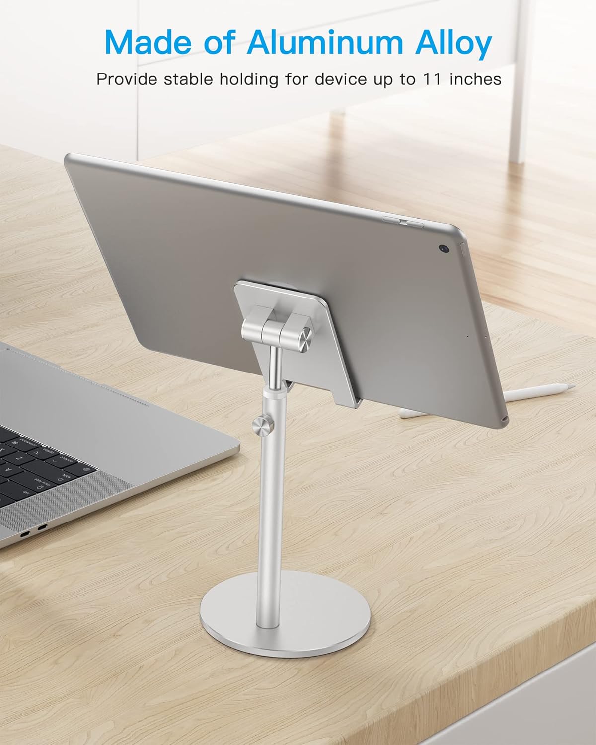 OMOTON CA04 Aluminum Tablet Phone Stand, Adjustable Desk Stand Silver