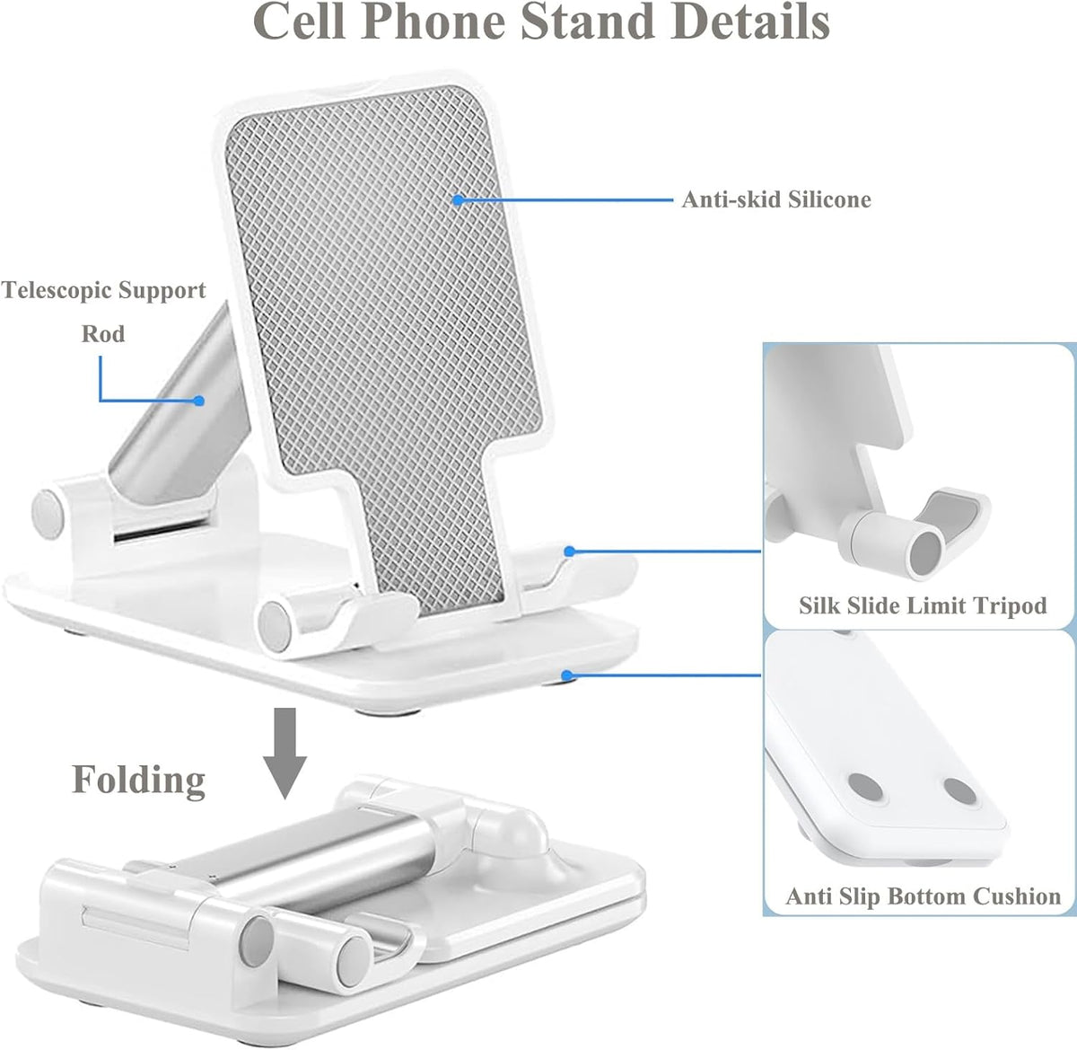 Meetuo 2 Pcs Cell Phone Stand for Desk Adjustable Desktop Phone Holder