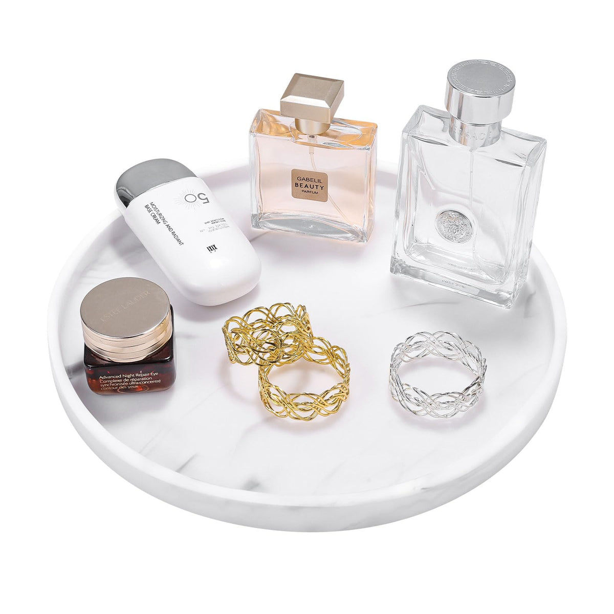 Luxspire Bathroom Vanity Tray Ceramic Perfume and Jewelry Dish, Mini, White