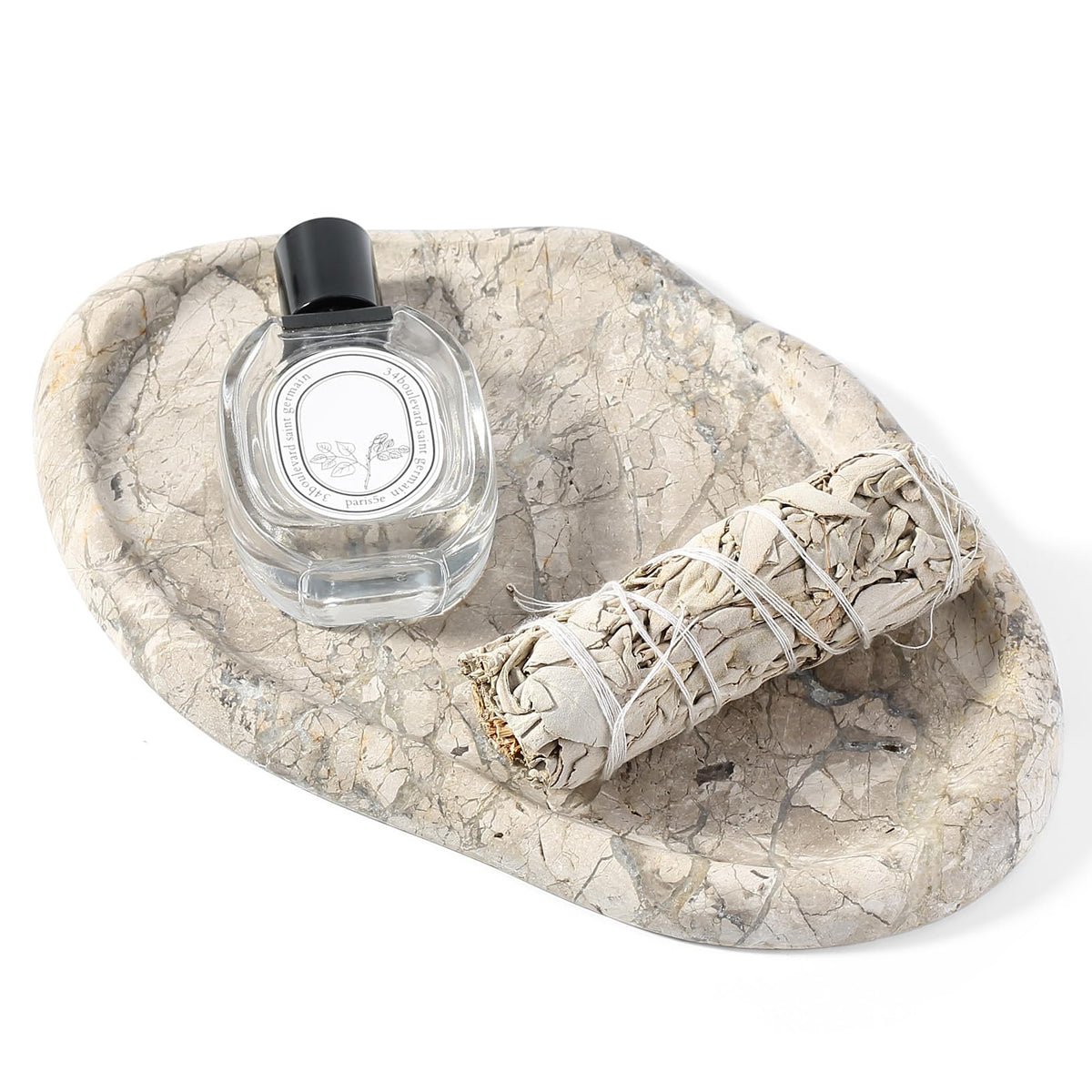 Koville Luxurious Natural Marble Vanity Tray, Cloud Shape Serving Stone Key Tray for Home Decor, 10" x 7" Marble Storage Trays for Bathroom, Stone Plate Holder for Perfume, Candle and Jewelry