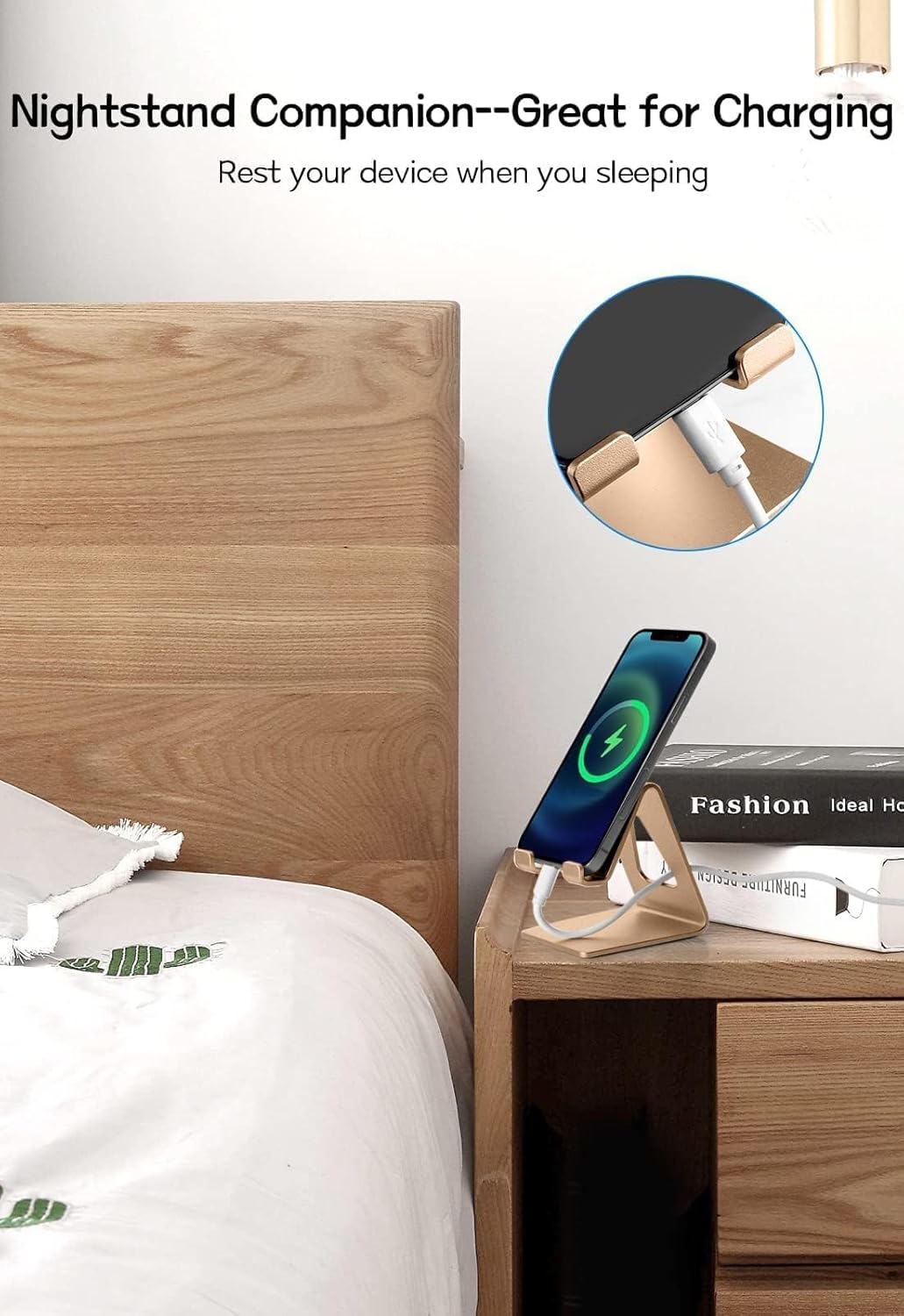 Aoviho Cell Phone Stand for Desk, Aluminum Phone Holder, Rose Gold