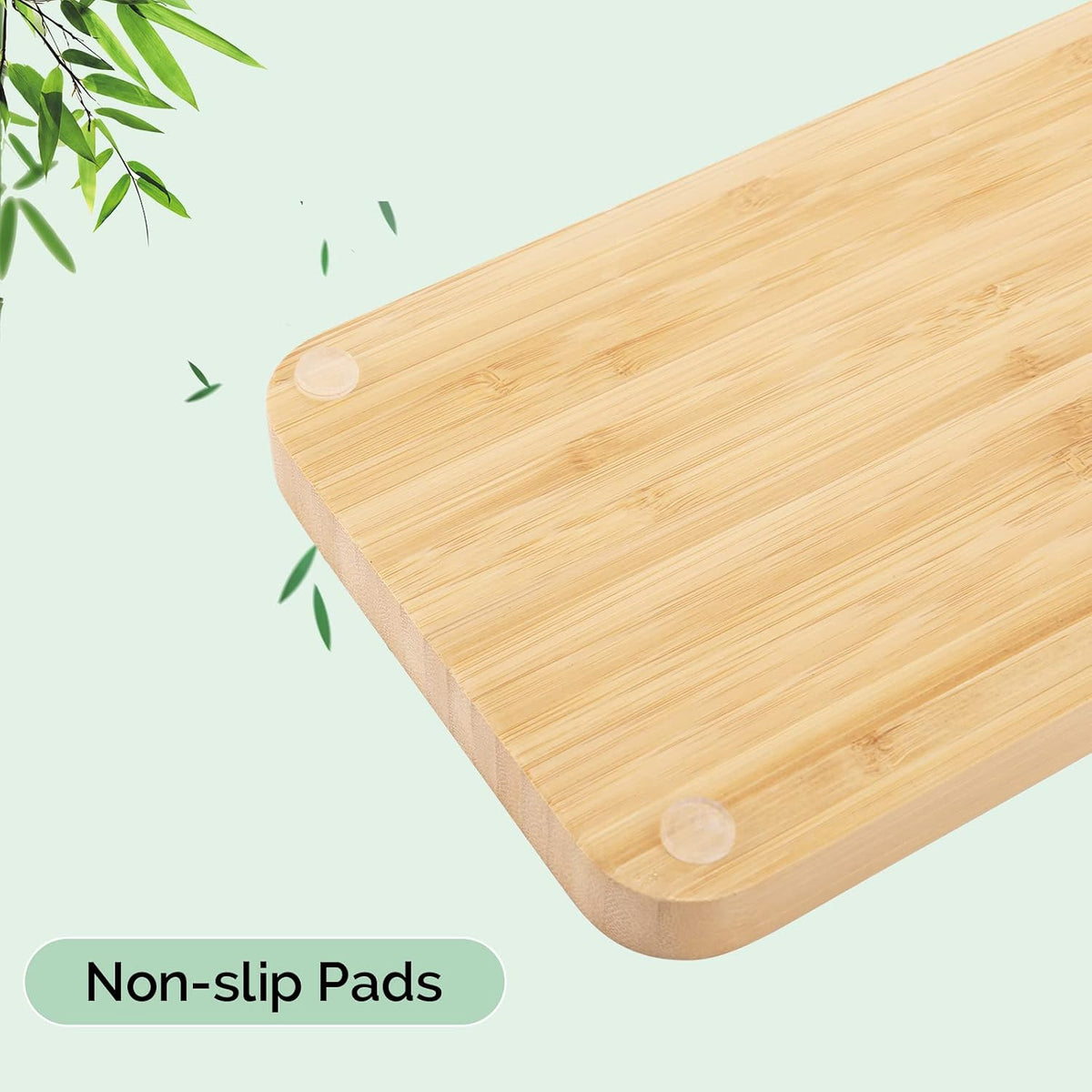 Natural Bamboo Vanity Tray, Smooth Wooden Bathroom Organizer