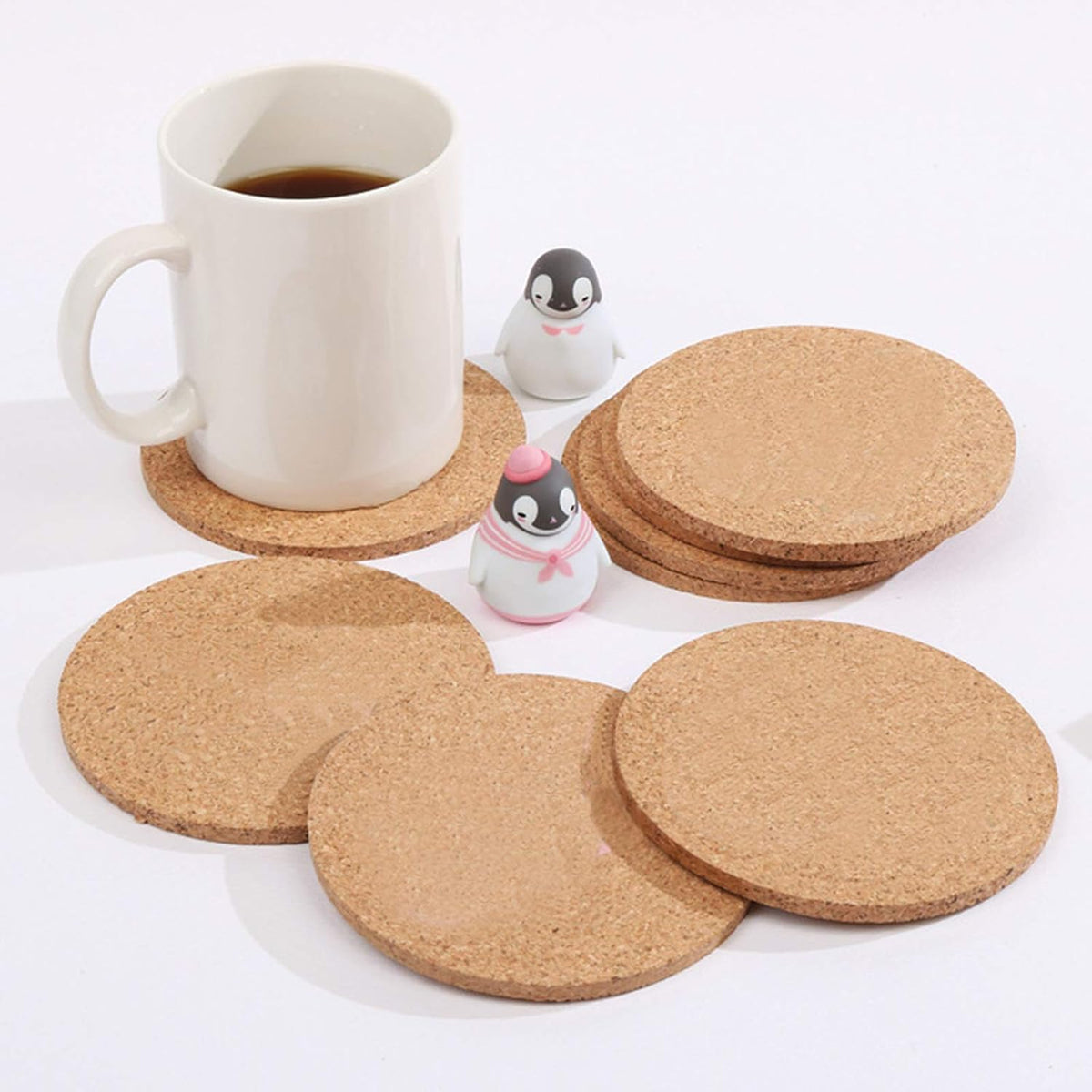 12 Pcs Cork Coasters, Reuse Cork Coaster for Drink, Blank Coaster for Craft
