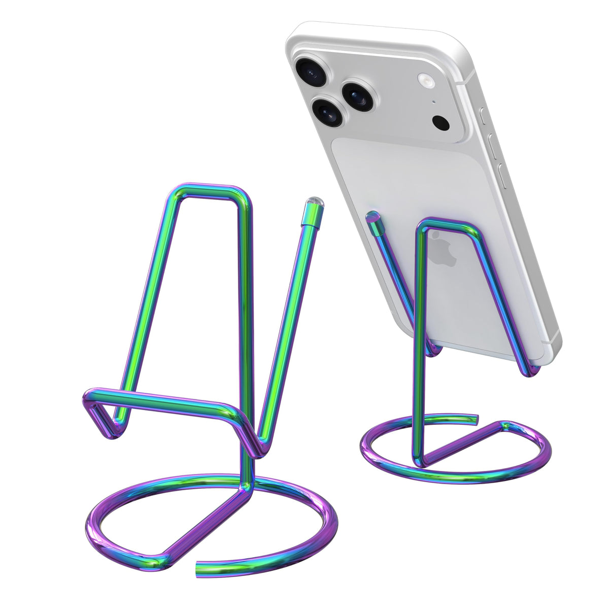 Metal Cell Phone Stand for Desk, Cute One-Piece Phone Holder, Stable Desktop Display Dock for iPhone, iPad, Samsung, Tablets & All Mobile Phones, Gold