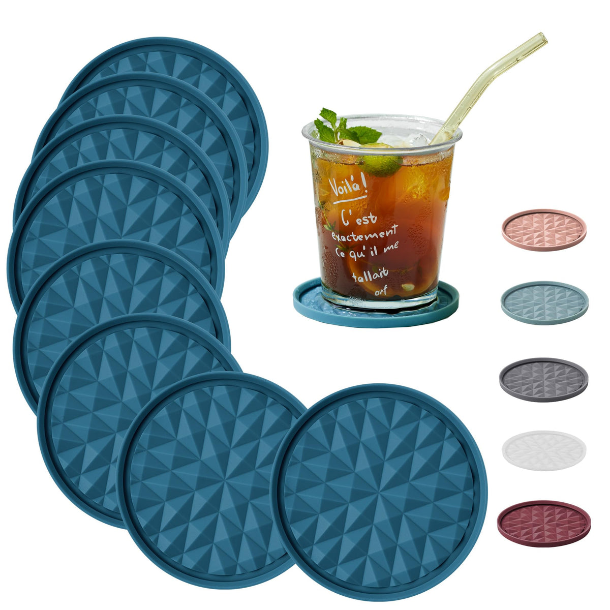 Silicone Drink Coasters Set of 4, Coaster for Desk
