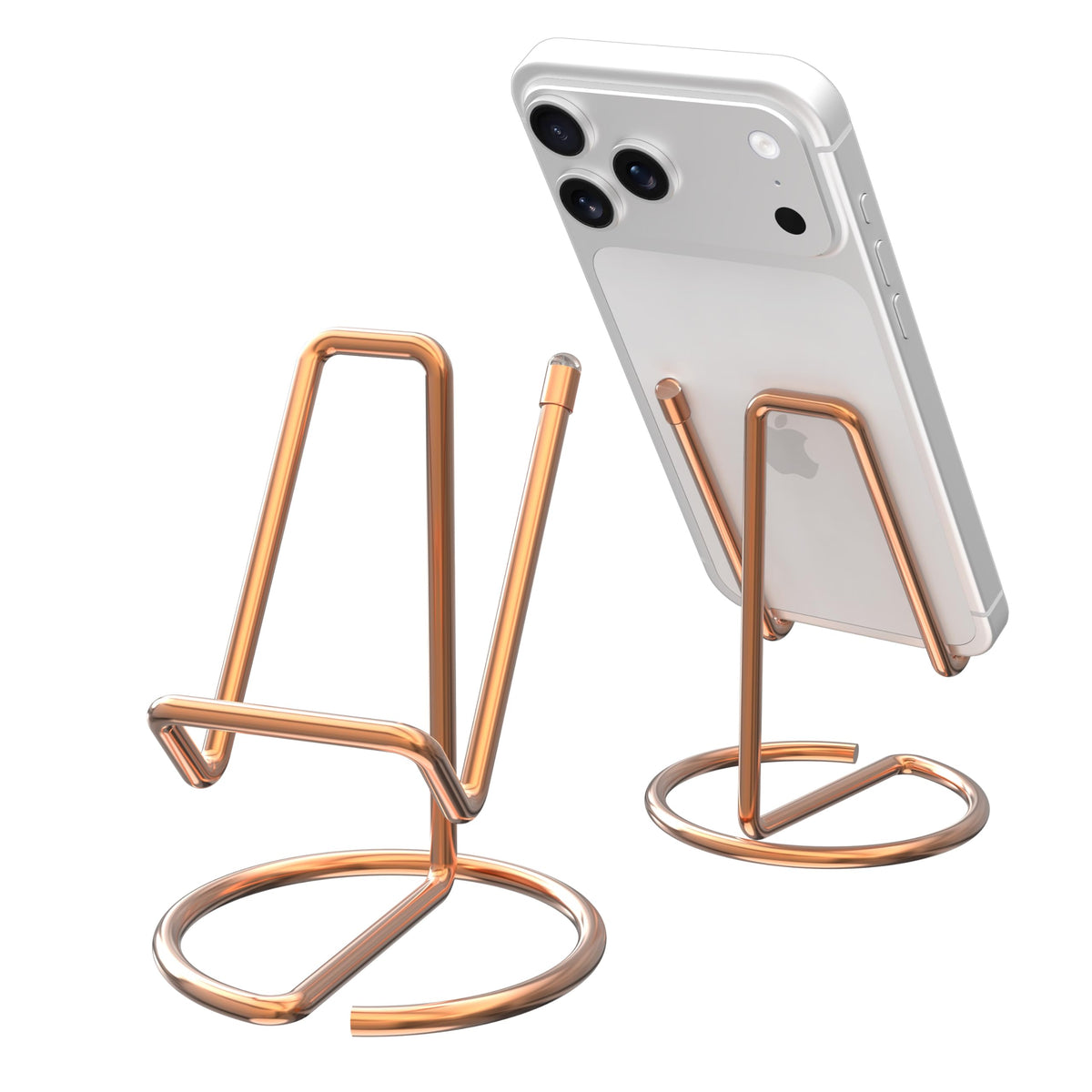 Metal Cell Phone Stand for Desk, Cute One-Piece Phone Holder, Stable Desktop Display Dock for iPhone, iPad, Samsung, Tablets & All Mobile Phones, Gold