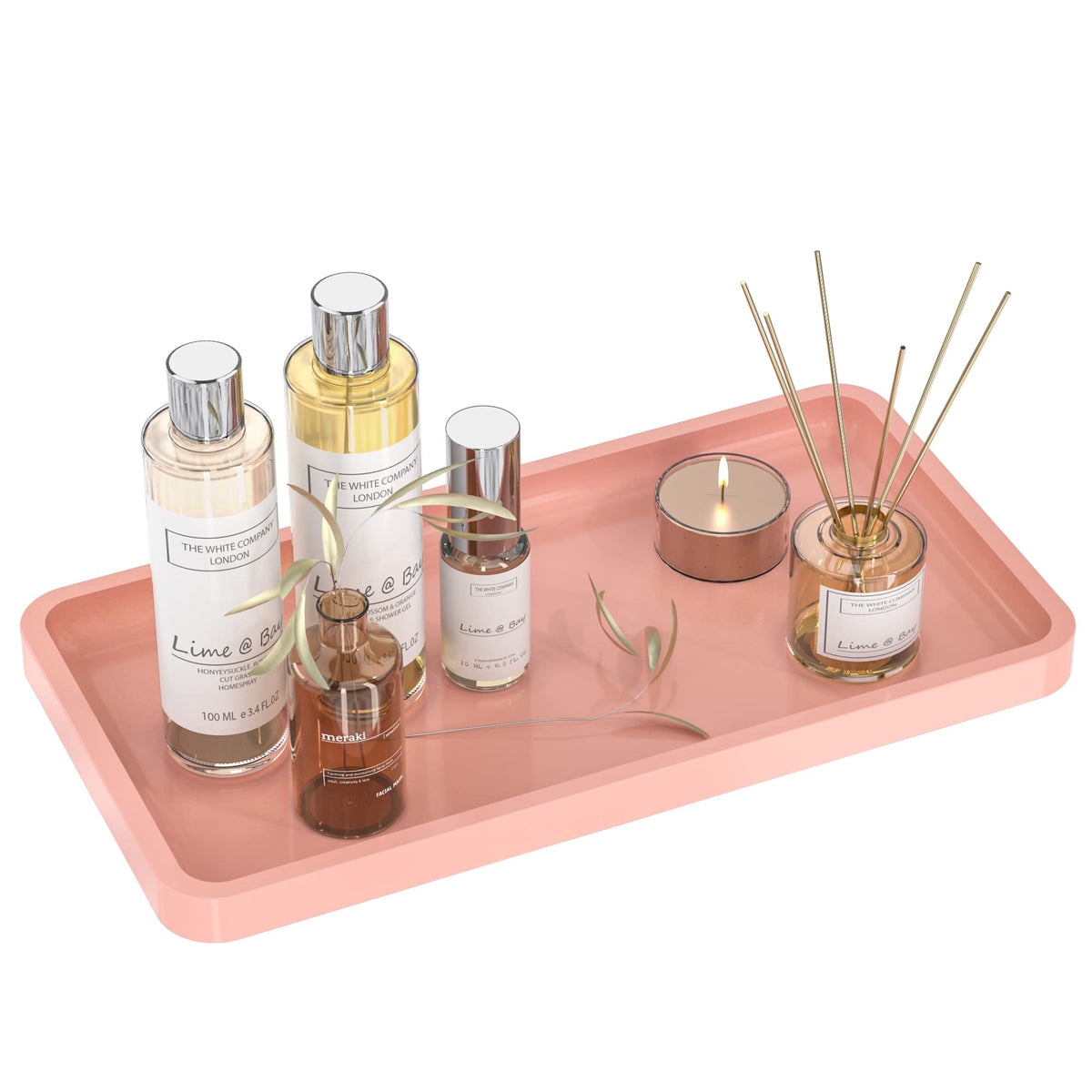 Weenson Small Bathroom Vanity Tray for Countertop Makeup Perfume Jewelry Decor Candle Keys, Small Black Kitchen Tray for Soap Dispenser Spice Bamboo Toilet Tray 7.9" L x 4" W x 0.79" H