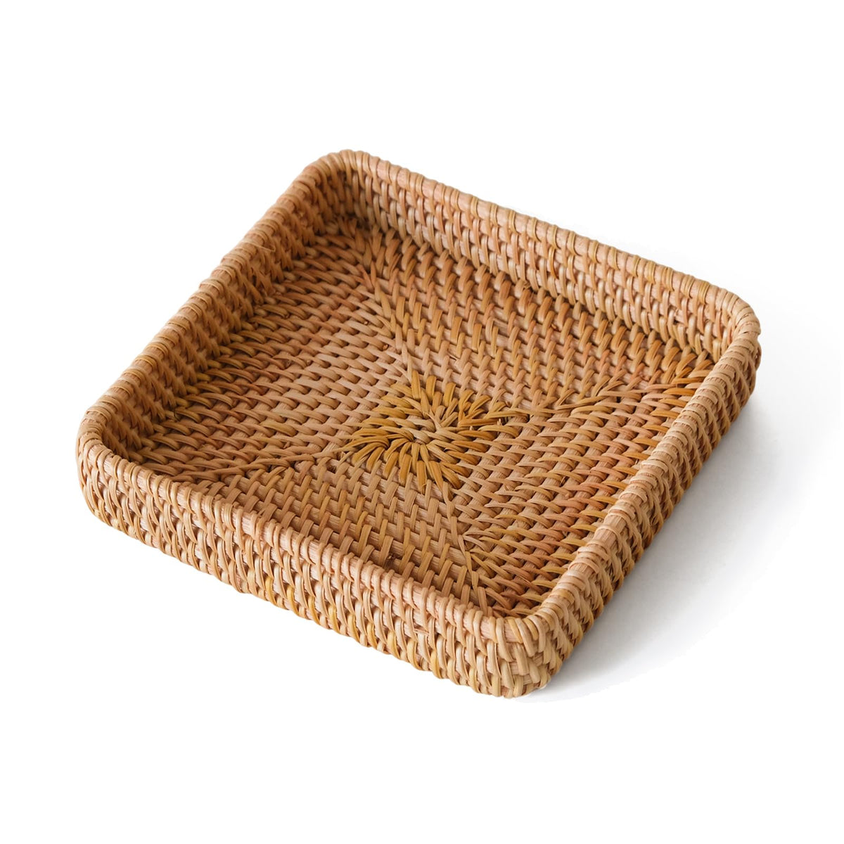 Small Rattan Serving Tray, Natural Wicker Decorative Tray (8.2" × 4.3")