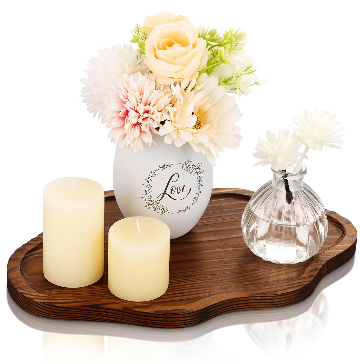 Small Decorative Tray Wood Decorative Serving Tray for Candles Perfume, Cloud Wooden Jewelry Tray Trinket Dish, Wooden Trays for Coffee Table Home Decor