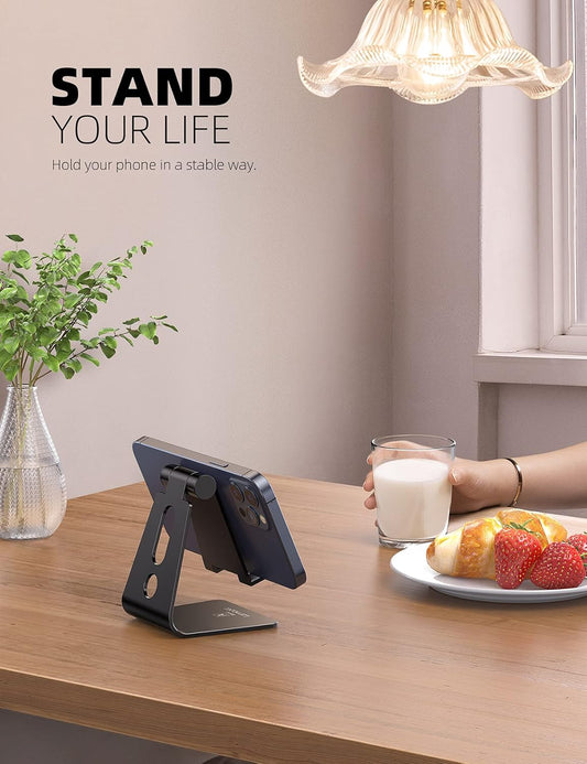 Lamicall Aluminum Cell Phone Stand, Adjustable Desk Phone Holder for iPhone